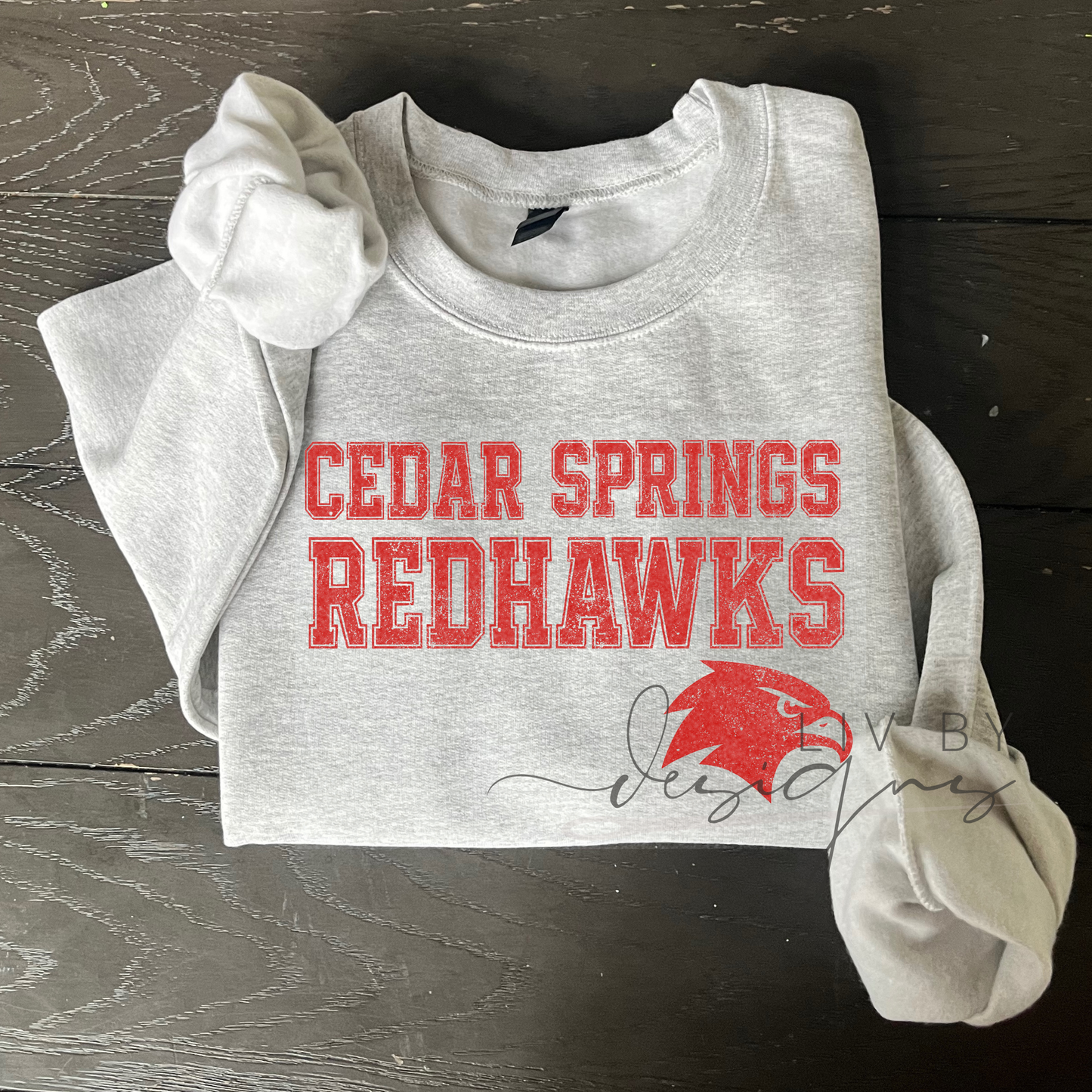 Cedar Springs Redhawks Homecoming Crewneck | Gildan Heavyweight Sweatshirt | Sublimated Spirit Wear | School Pride Shirt | Game Day Apparel