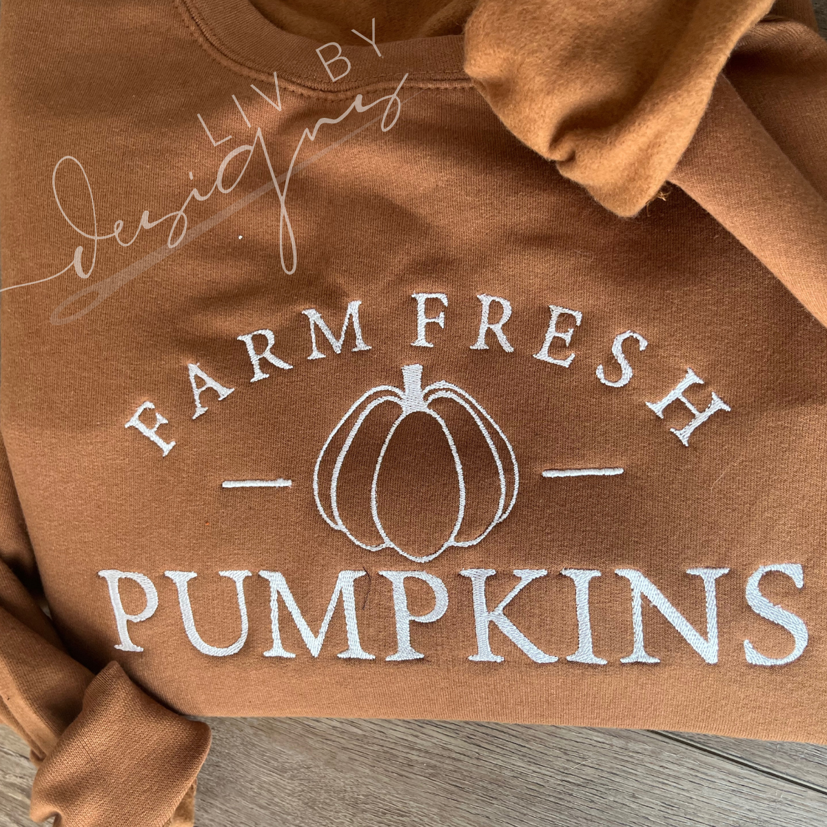 Farm Fresh Pumpkins Embroidered Crewneck