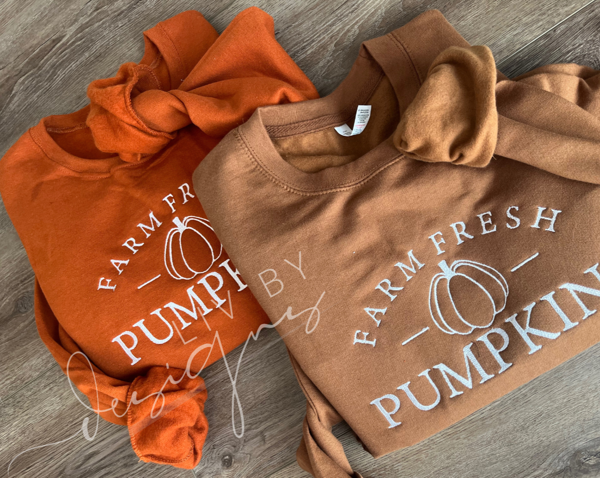 Farm Fresh Pumpkins Embroidered Crewneck