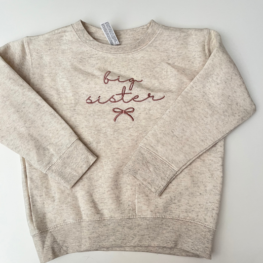 Big Sister Toddler Embroidered Crewneck