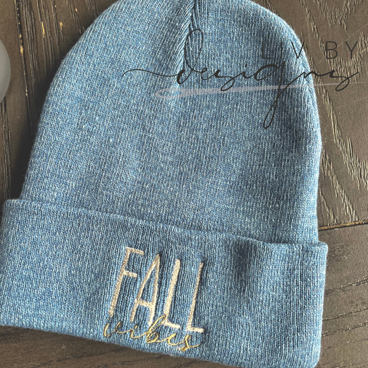 Embroidered Fall Vibes Beanie | Enza Fall Beanie | Fall Vibes Headwear