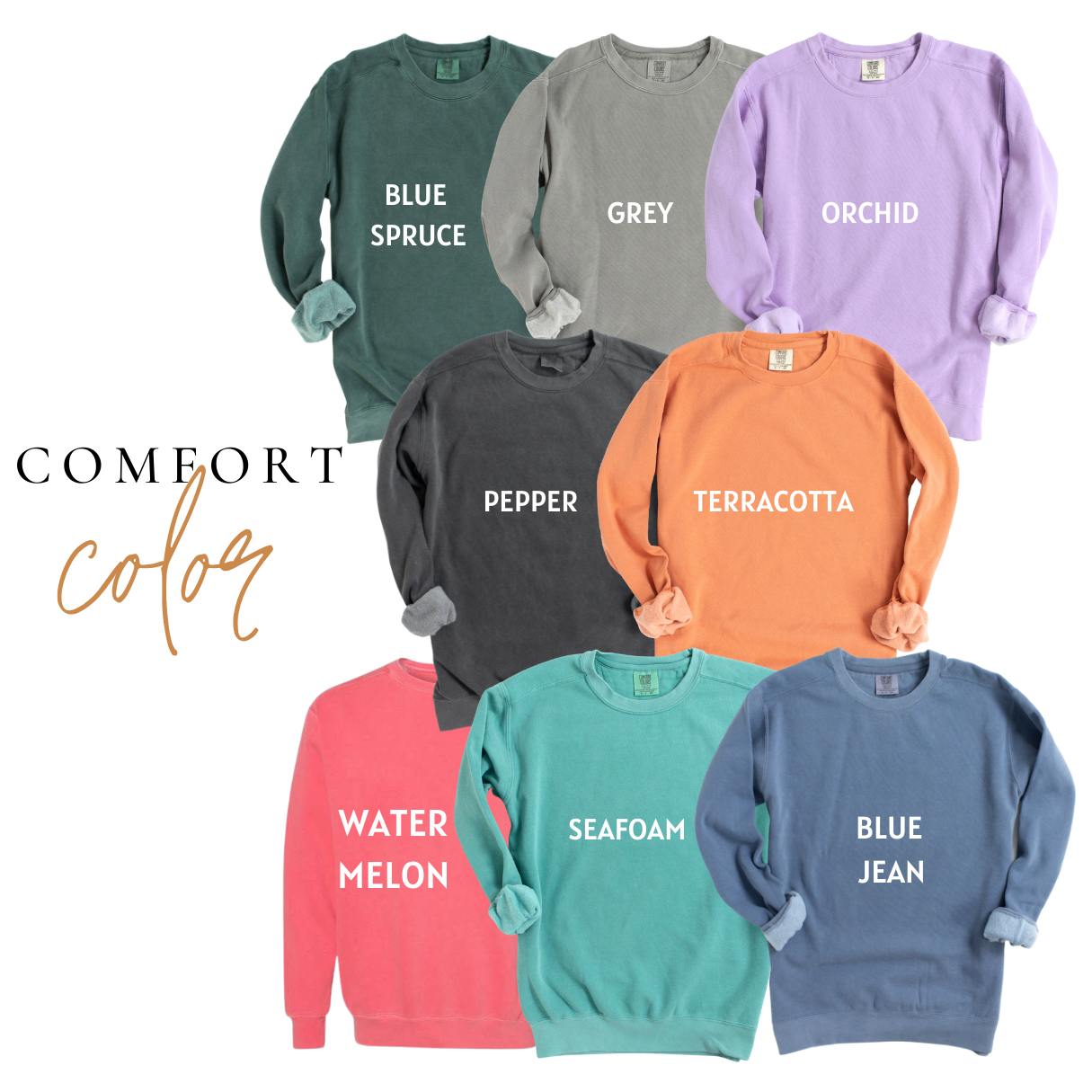 Merry Embroidered Crewneck | Christmas Comfort Color Crew | Simplistic Embroidered Merry Christmas