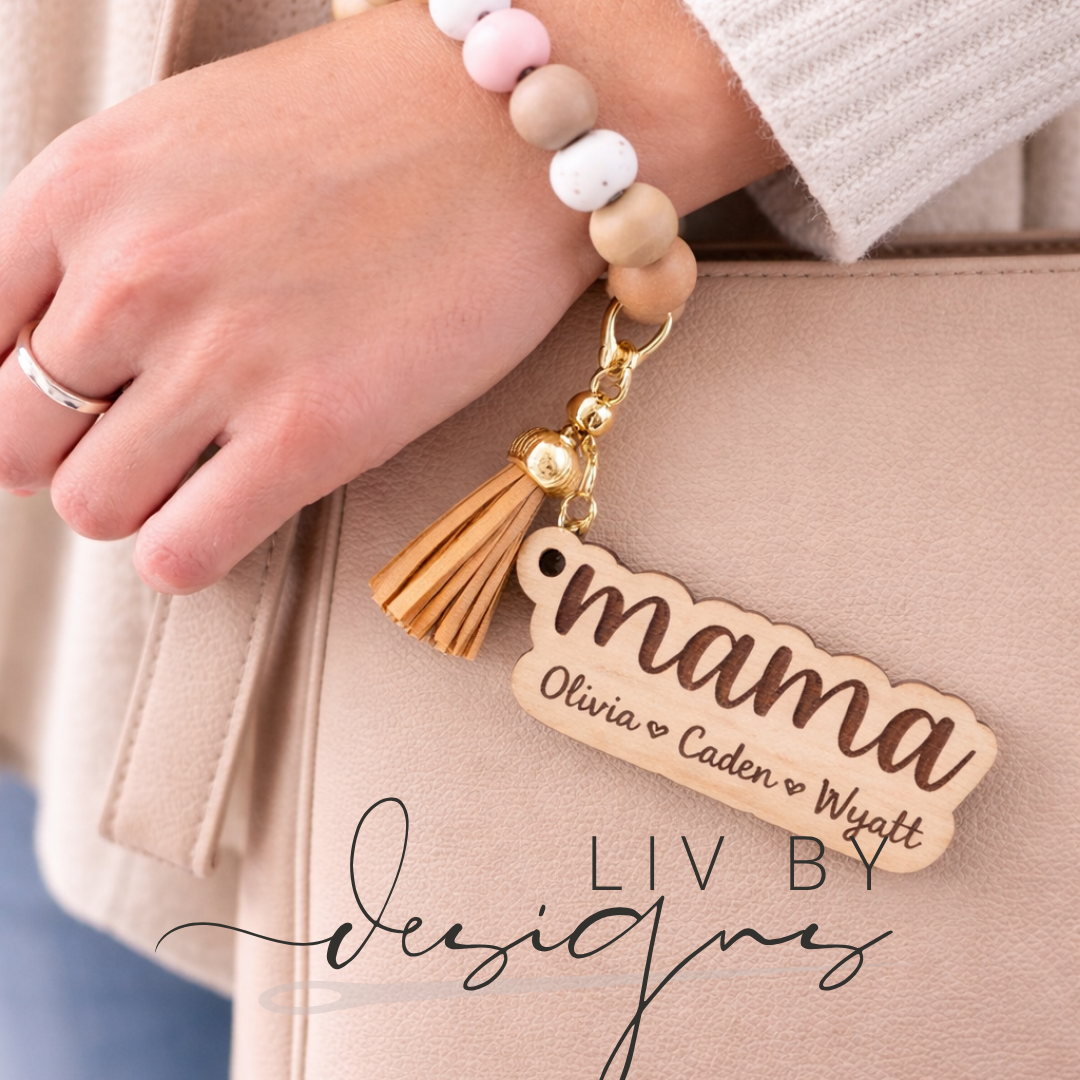 Personalized Mama Keychain | Custom Name Keychain with Kids Names | Wooden Engraved Mom Gift | Mother’s Day Gift