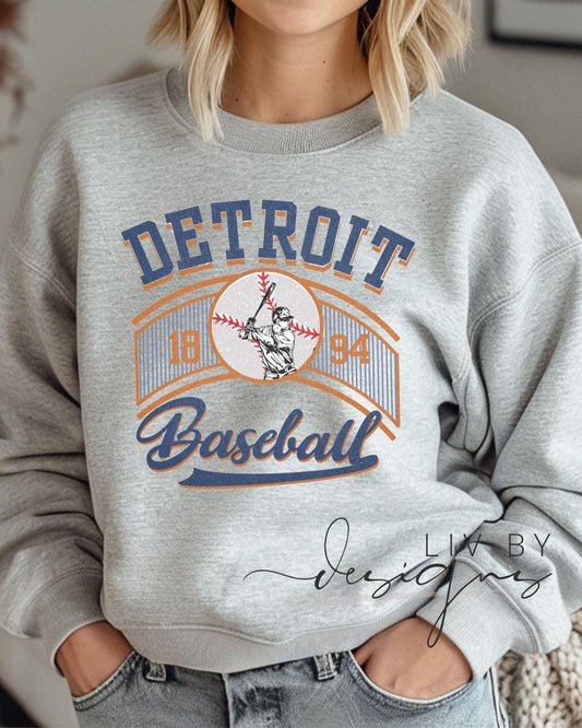 Detroit Baseball Crewneck | Vintage Detroit Sports Sweatshirt | Retro Baseball Fan Gift | Game Day Apparel for Women & Men