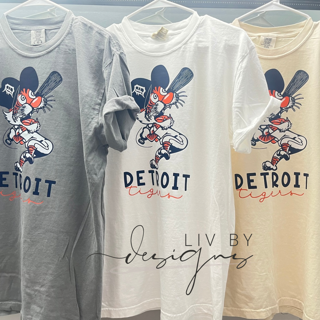 Tigers Baseball Comfort Color Tshirt | Cartoon Tiger | Motor City Kitties Tshirt | Detroit Michigan Tigers Baseball World Series Shirt