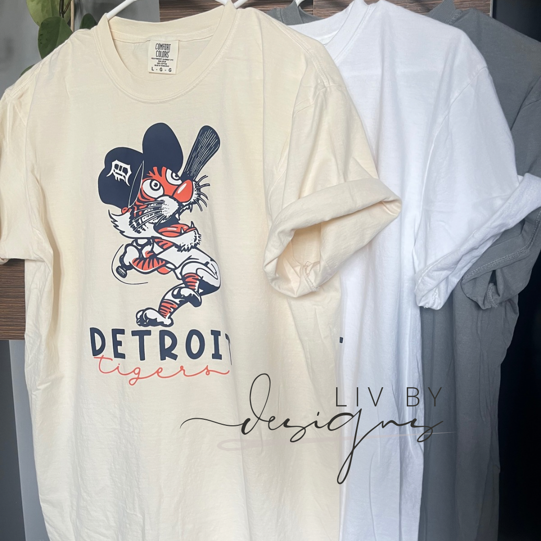 Tigers Baseball Comfort Color Tshirt | Cartoon Tiger | Motor City Kitties Tshirt | Detroit Michigan Tigers Baseball World Series Shirt