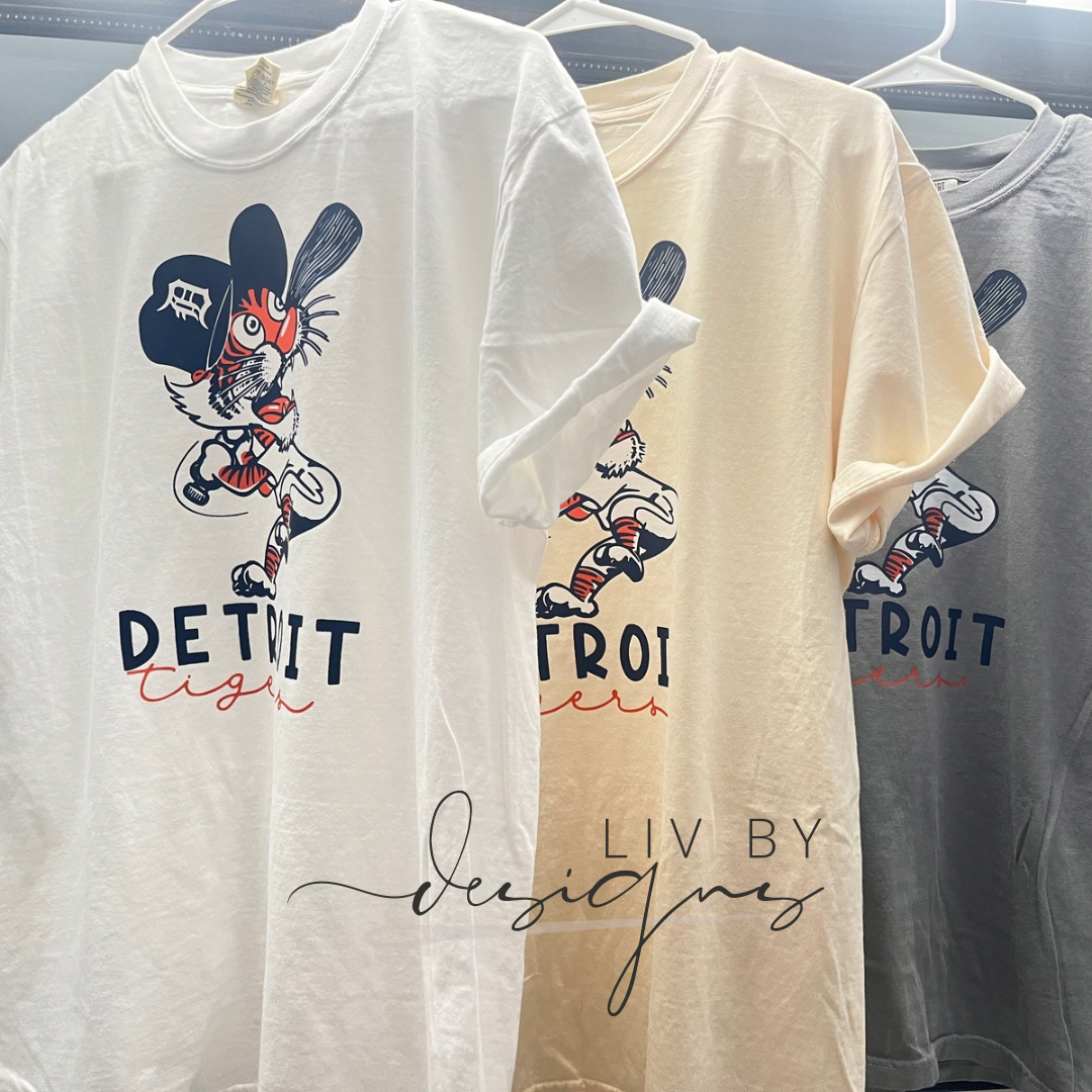 Tigers Baseball Comfort Color Tshirt | Cartoon Tiger | Motor City Kitties Tshirt | Detroit Michigan Tigers Baseball World Series Shirt