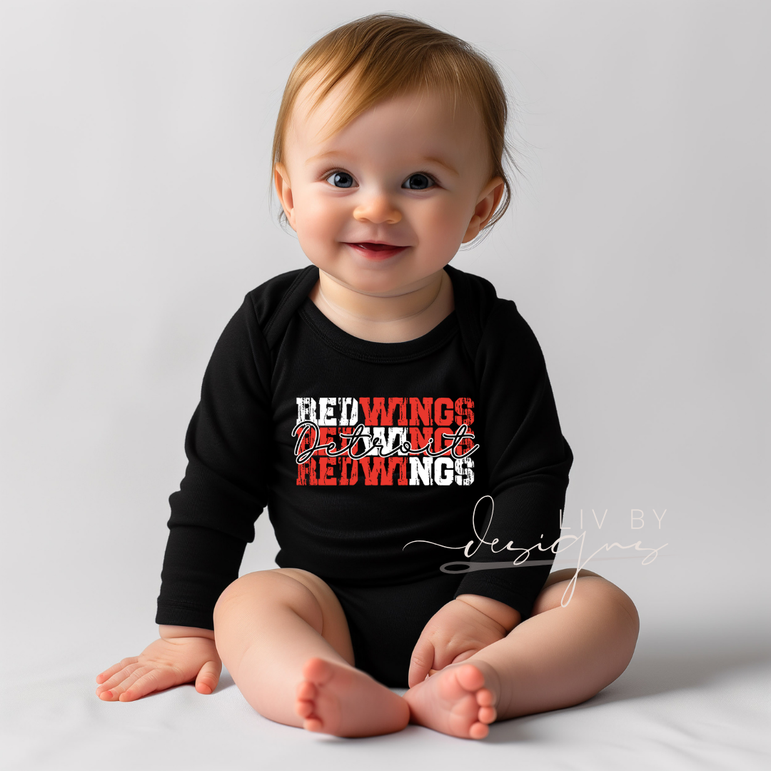 REDWINGS Infant and Toddler Apparel | Detroit Hockey for kids, Redwing Style | Game Day Onesie | Detroit Hockey Mini Fan Gift