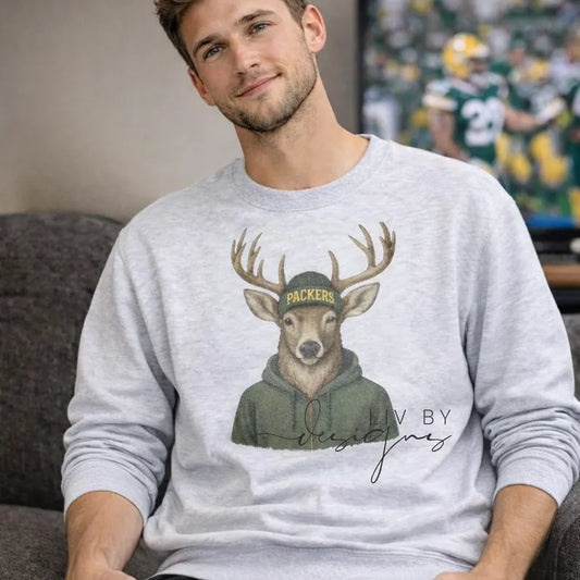 Football Deer Crew, beanie and shades | Everyday crew for fall | Gift for football lover | Football Spirit Animal Crew, Game Day Pullover