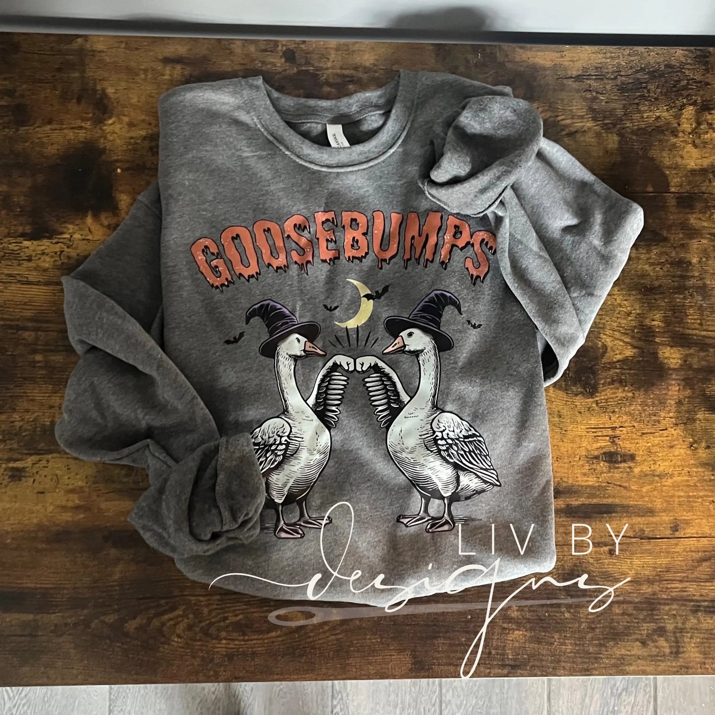 Goosebumps Halloween Crewneck | Bella + Canvas | Goose Witch DTF Sweatshirt | Fall Cozy Wear | Duck Trend Shirt | Spooky Cute Sweater
