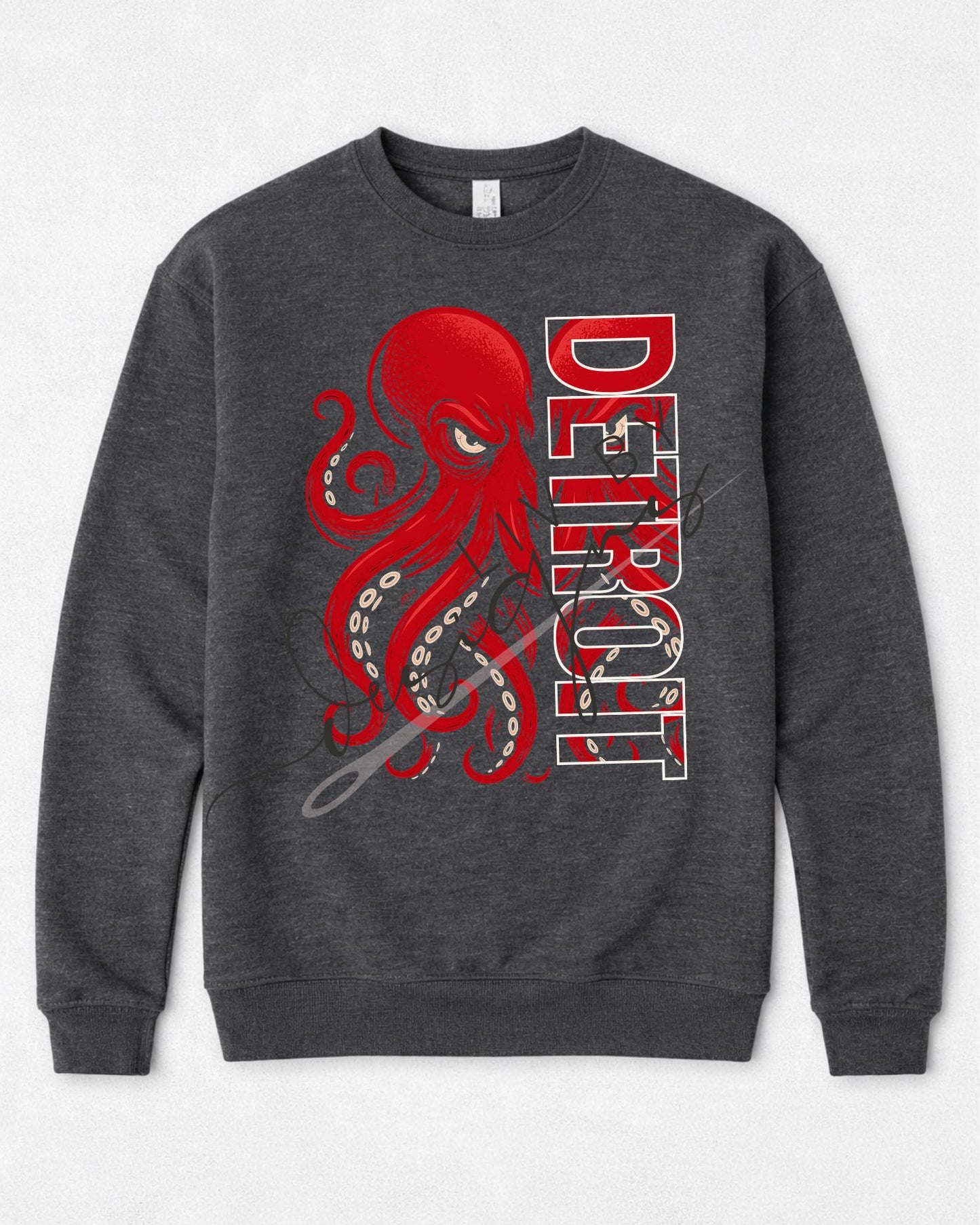 Detroit Octopus Crewneck | Red Wings Hockey Fan Apparel (etsy image id: 7547945978)