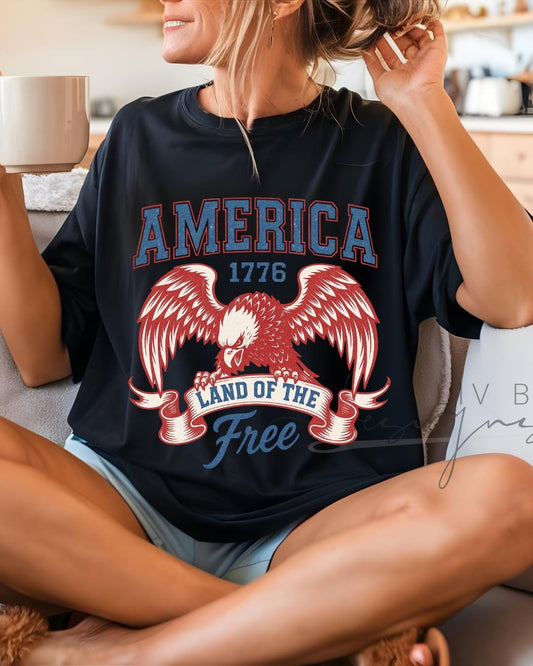 Fourth of July Tshirt, Patriotic Retro tee, Comfort Colors Tee | Patriotic land of the free, USA Retro Shirt (etsy image id: 7980837555)