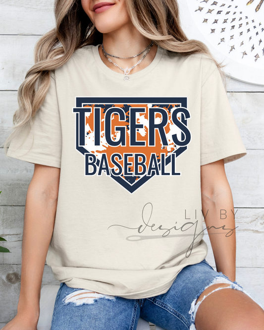 Tigers Baseball Comfort Colors T-Shirt | Game Day Shirt | Soft Vintage Graphic Tee | Navy DTF Print | Baseball Mom Shirt | Sports Fan Gift