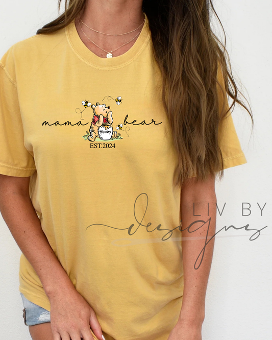 Winnie the Pooh Mama Bear Tshirt | Winnie the Pooh Comfort Color Tee | GIft for new mom who loves classics | Hunny and Pooh and Mama Bear too