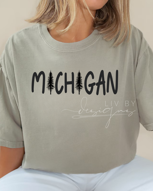 Michigan with Tall Trees Design tshirt | I love the up north MI tshirt | Comfort Colors Michigan Design