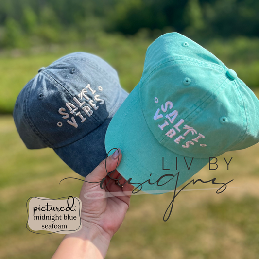 Salti Vibes Embroidered Hat | Adams Pigment-Dyed Beach Cap | Summer Vacation Hat | Lake Life Baseball Cap | Coastal Style Dad Hat