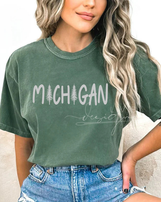Michigan Nature Tee Comfort Colors | Outdoors Camping Hiking Shirt | DTF Print | Great Lakes Forest Eco Gift | Adventure T-Shirt
