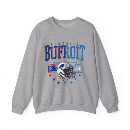 Football 'Bufroit' Crewneck Sweatshirt – Vintage Helmet College-Style Pullover