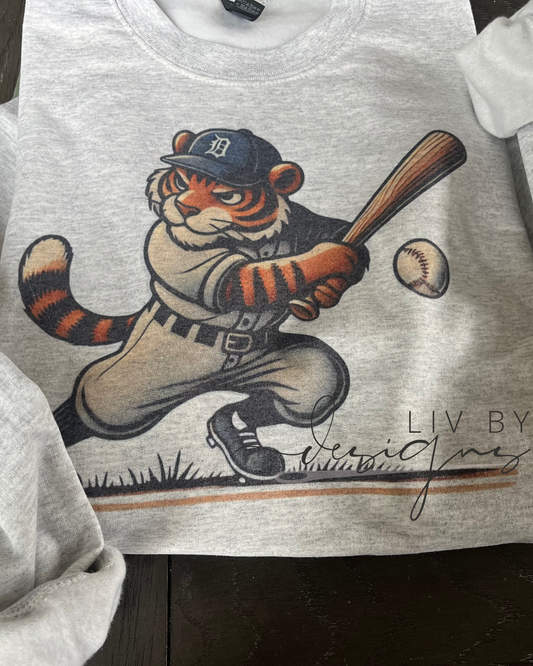 Tigers Baseball Crewneck | Gildan Sublimated Sweatshirt | Vintage Baseball Pullover | Detroit Fan Sweater | Unisex Game Day Outfit