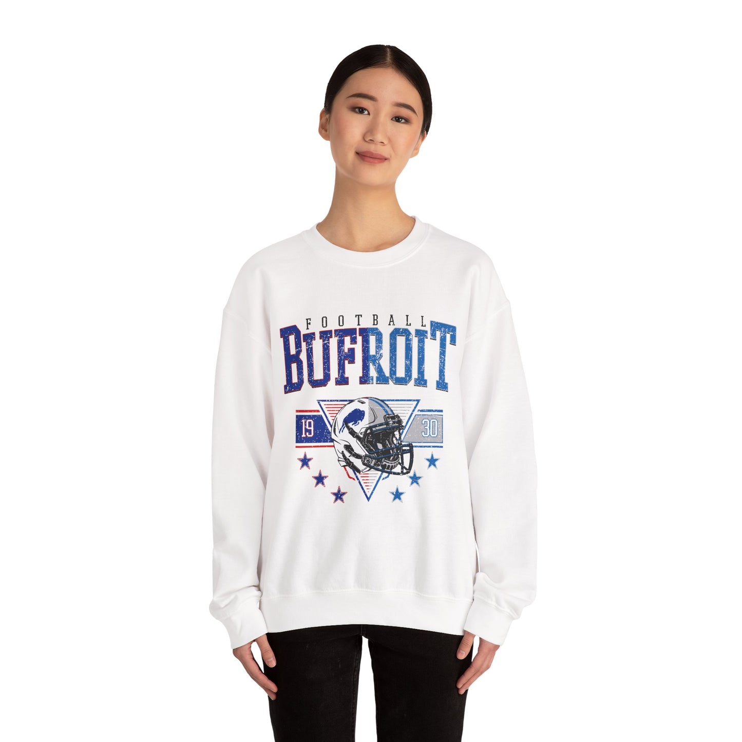 Football 'Bufroit' Crewneck Sweatshirt – Vintage Helmet College-Style Pullover