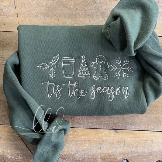 Tis the Season Crewneck | Embroidered Holiday Sweater | Cozy Holiday Pullover