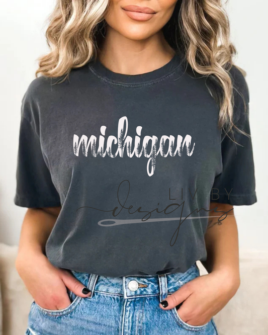 Michigan Nature Comfort Colors Tee | Outdoors Graphic T-Shirt | DTF Print | Hiking Camping Lake Life Shirt | Rustic Eco Gift