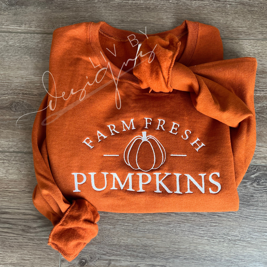 Farm Fresh Pumpkins Embroidered Crewneck