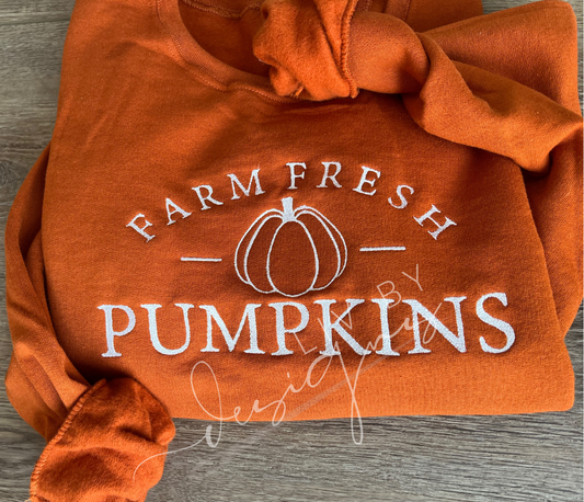 Farm Fresh Pumpkins Embroidered Crewneck