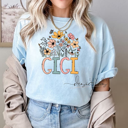 Comfort Colors Short Sleeve Tee –  Wildflower and name Design | Personalize for any family member | Mother's Day Gift for mom or grandma