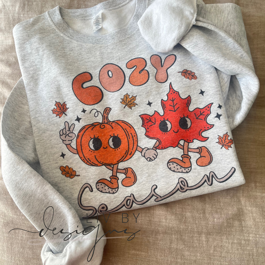 Cozy Season Retro Crewneck | Dye Sublimated Neutral Tone Cozy Crew | Pullover for Fall