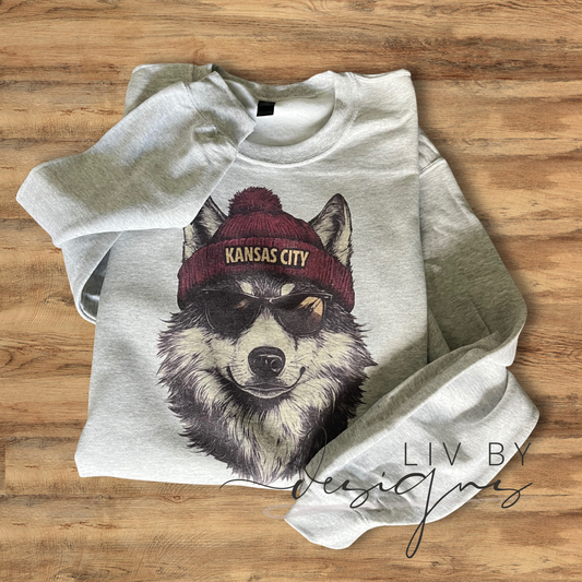 Kansas City Football Crewneck | Gildan Heavyweight Sweatshirt | Spirit Animal Sublimated Game Day Outfit | Cozy Chiefs Football Fan Apparel