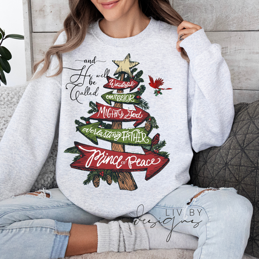 Prince of Peace Crewneck | Christmas tree pullover | DTF Prince of Peace | Christian Crew | Casual Christian Christmas Wear