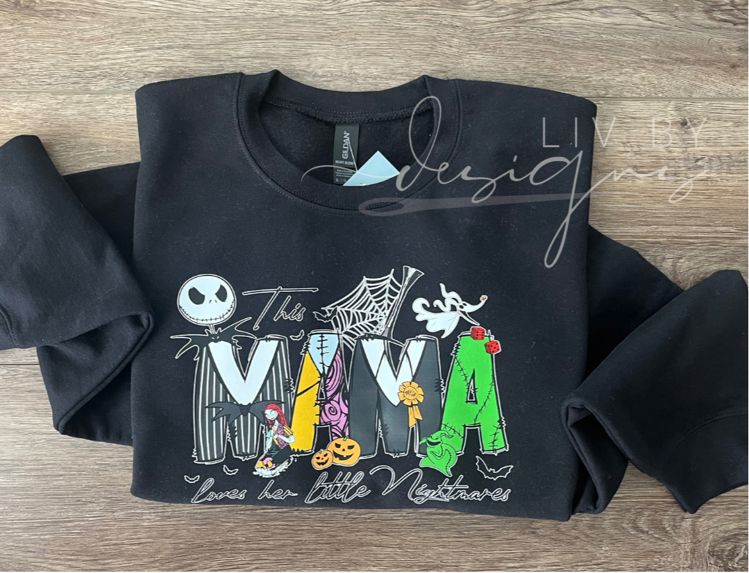 This Mama Loves Her Nightmares Crewneck l This Mama Loves Her Nightmare Shirt l Nightmare Before Christmas Crewneck l Nightmare Before Xmas