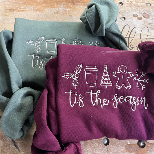 Tis the Season Crewneck | Embroidered Holiday Sweater | Cozy Holiday Pullover