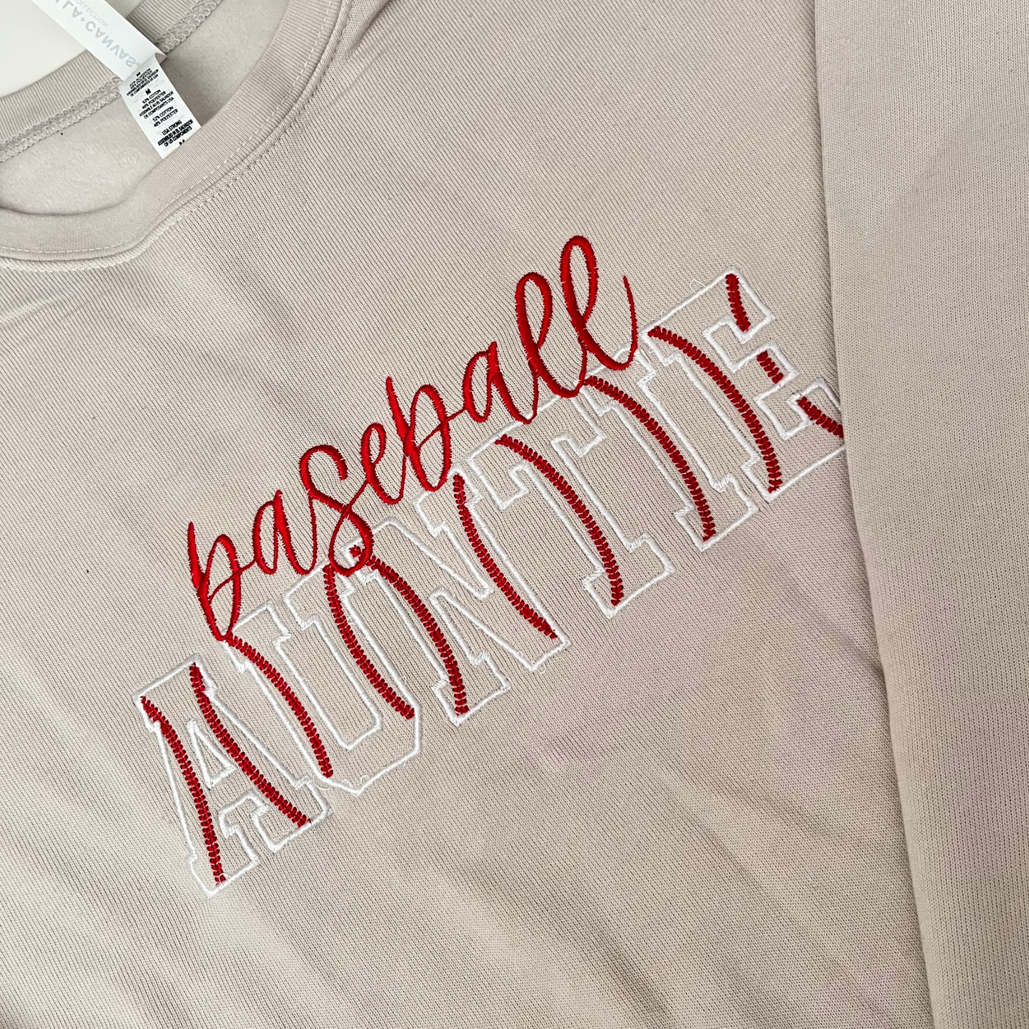 Embroidered Auntie Baseball Crew