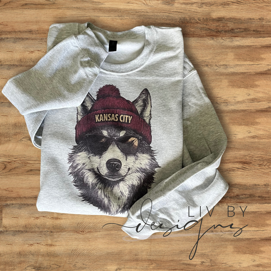 Kansas City Football Crewneck | Gildan Heavyweight Sweatshirt | Spirit Animal Sublimated Game Day Outfit | Cozy Chiefs Football Fan Apparel