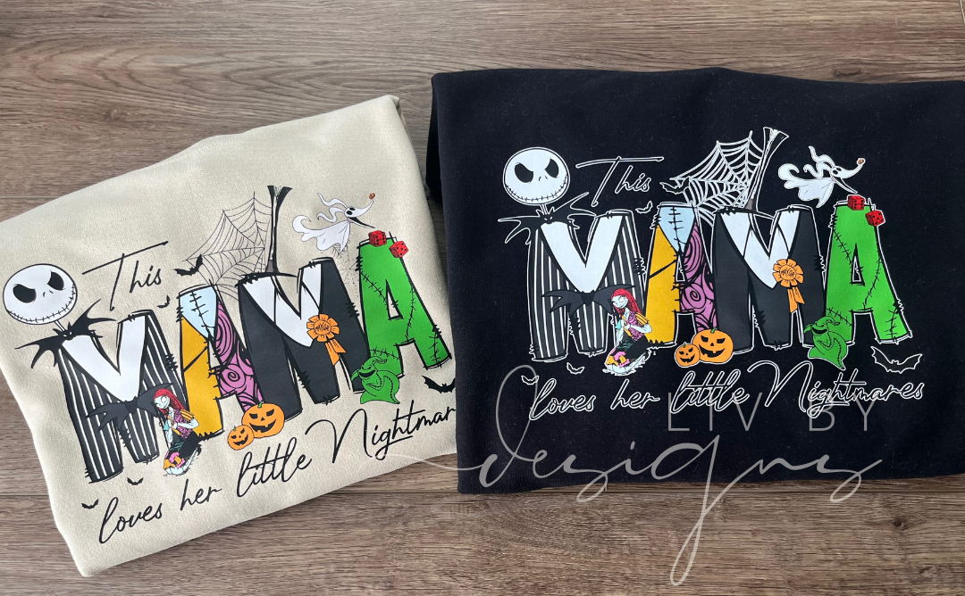This Mama Loves Her Nightmares Crewneck l This Mama Loves Her Nightmare Shirt l Nightmare Before Christmas Crewneck l Nightmare Before Xmas