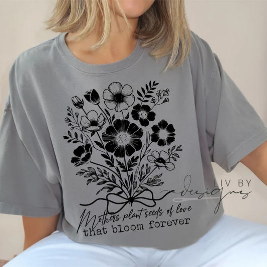 Comfort Colors® Mother's Day Shirt – Floral Graphic Tee – "Mothers Plant Seeds of Love" – Vintage Washed T-Shirt – Mother's Day Apparel