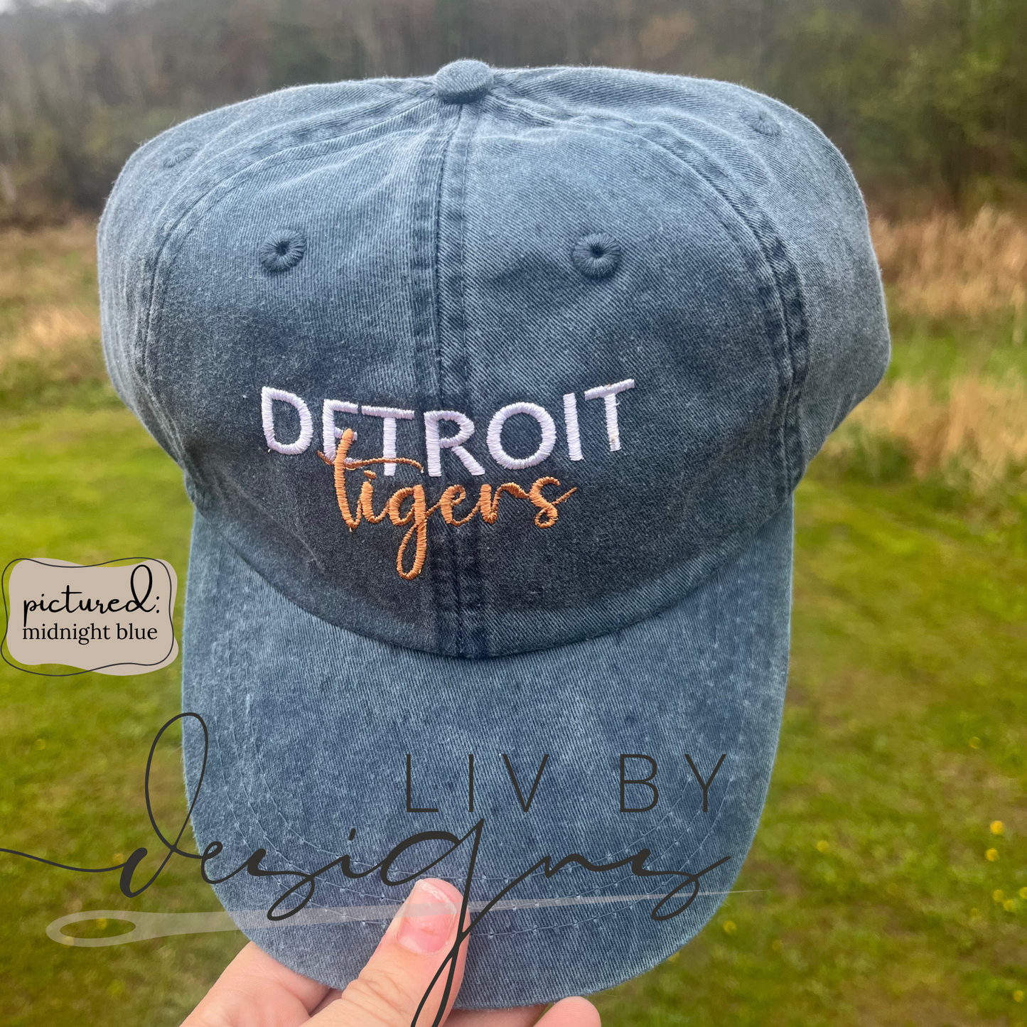 Detroit Tiger Embroidered Baseball Cap | Simplistic baseball cap | baseball apparel | Minimalist hat apparel for the detroit tigers