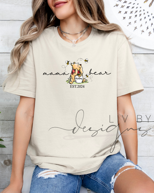 Winnie the Pooh Mama Bear Tshirt | Winnie the Pooh Comfort Color Tee | GIft for new mom who loves classics | Hunny and Pooh and Mama Bear too