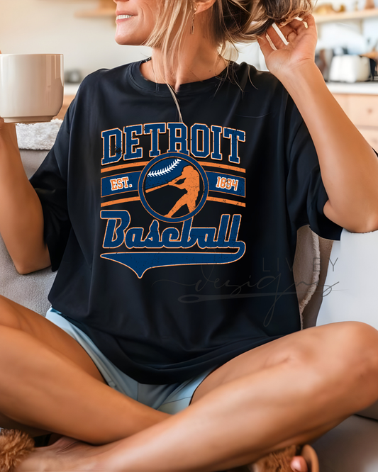 Old School Tigers Baseball Comfort Colors T-Shirt or Long Sleeve | Baseball Lover Attire for Detroit Tiger Fans