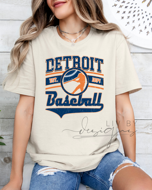 Old School Tigers Baseball Comfort Colors T-Shirt or Long Sleeve | Baseball Lover Attire for Detroit Tiger Fans