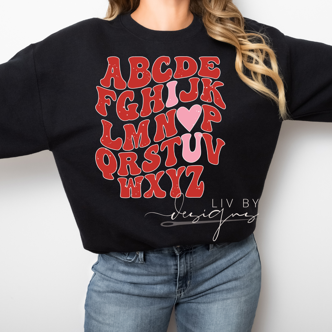 "ABC I Love You" Valentine's Crewneck Sweater | Teacher Crew for Valentine's Day | Daily Love Wear