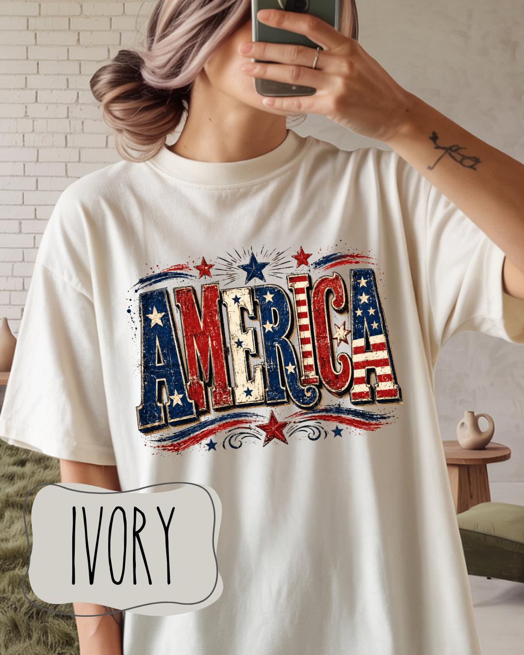 America Patriotic Shirt | Vintage USA Fourth of July Tee | Unisex Patriotic Graphic T-Shirt __etsy:8117289442