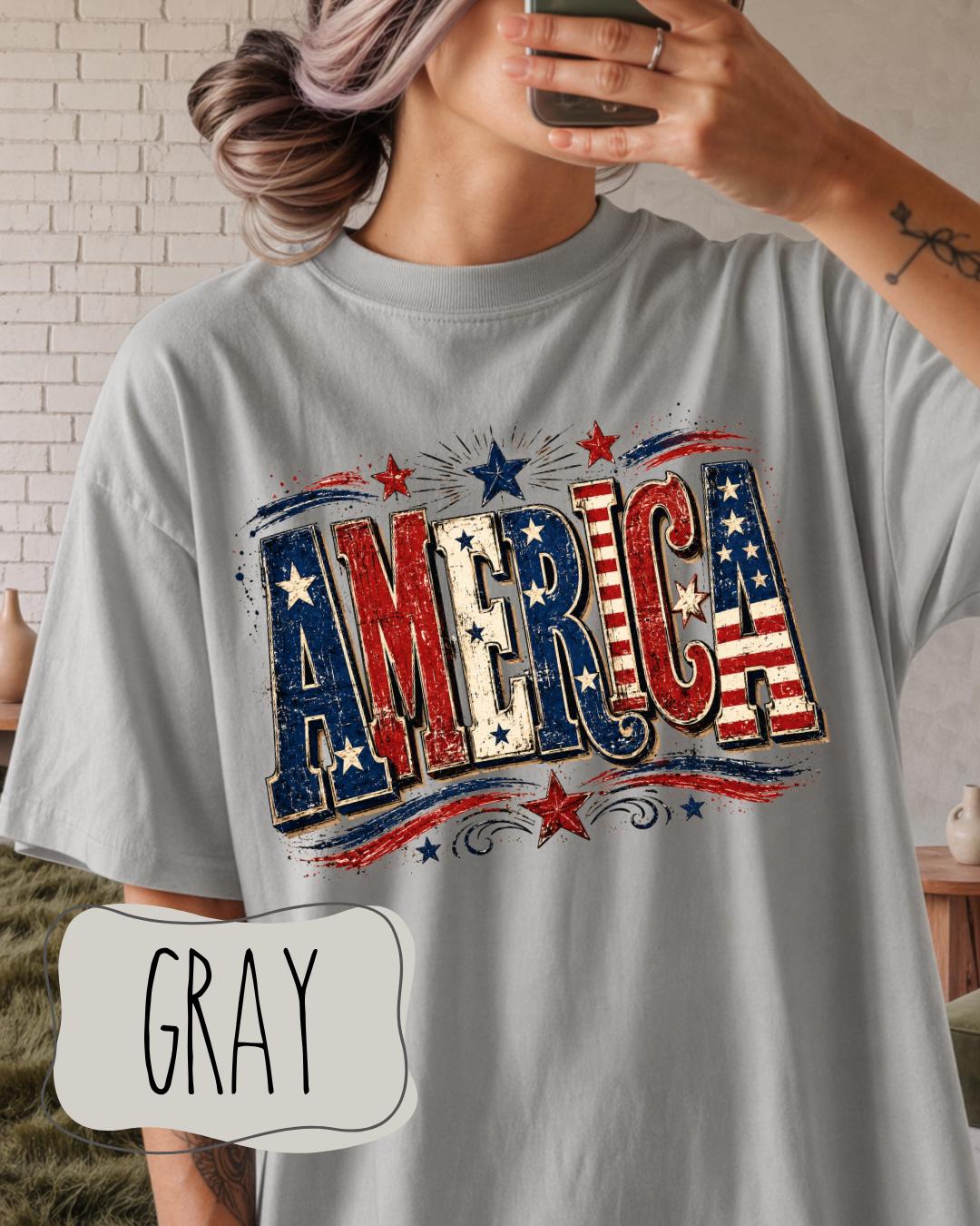 America Patriotic Shirt | Vintage USA Fourth of July Tee | Unisex Patriotic Graphic T-Shirt __etsy:8165197351