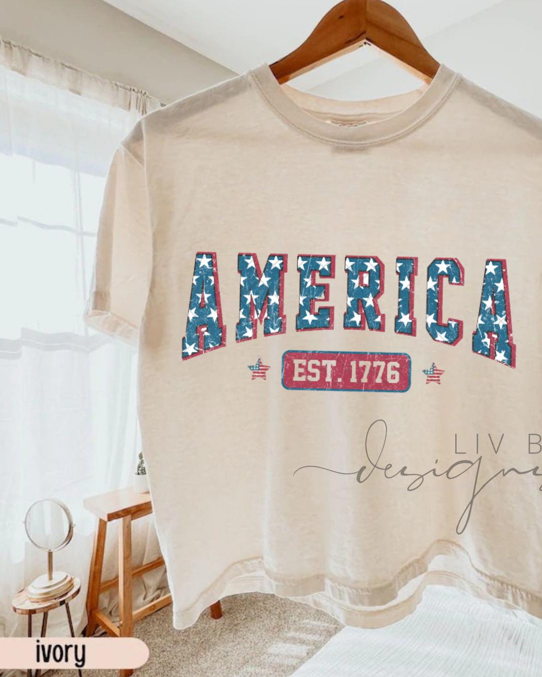 America Stars Graphic Crop Top | Comfort Colors Patriotic 250th Year Celebration Cropped T-shirt for the 4th of July __etsy:8035188140