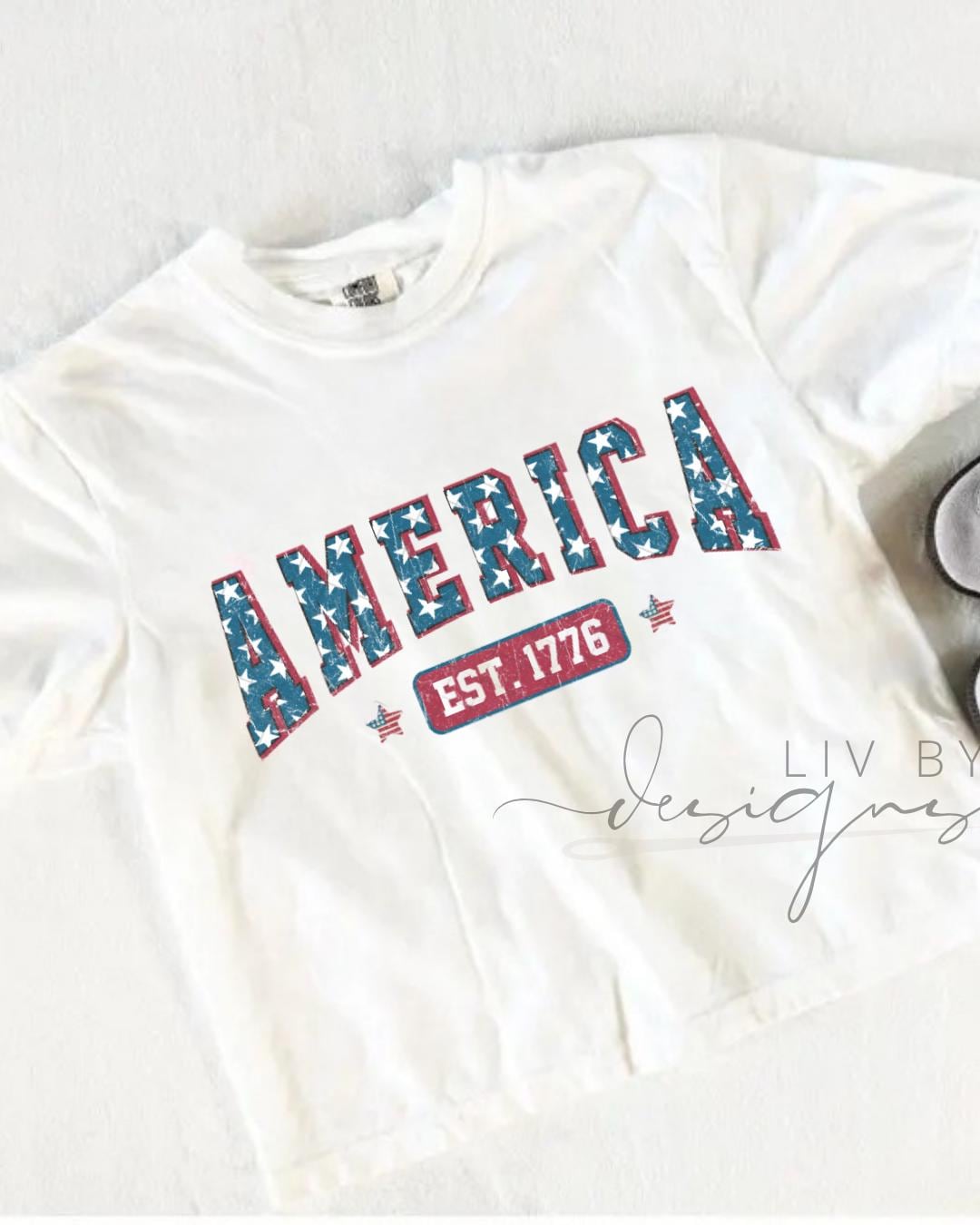 America Stars Graphic Crop Top | Comfort Colors Patriotic 250th Year Celebration Cropped T-shirt for the 4th of July __etsy:8035188110
