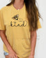 Yellow Comfort Colors faith tee with “Bee Kind” design