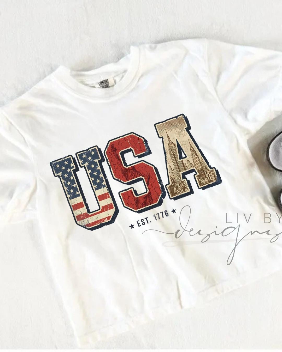 Big and Bold USA Graphic Crop Top | Comfort Colors Patriotic Cropped T-shirt for the 4th of July Holiday __etsy:8035185372
