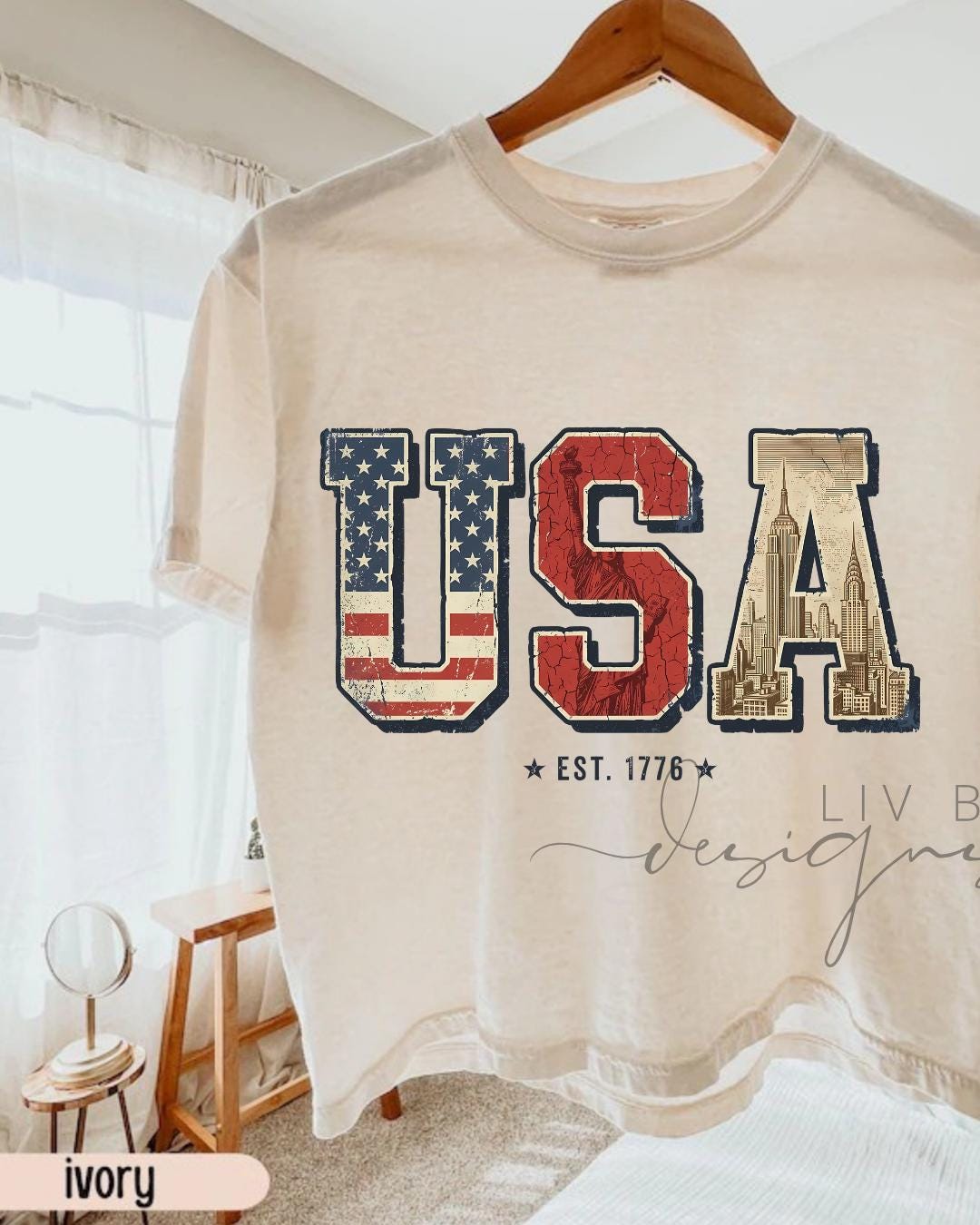 Big and Bold USA Graphic Crop Top | Comfort Colors Patriotic Cropped T-shirt for the 4th of July Holiday __etsy:8035185414